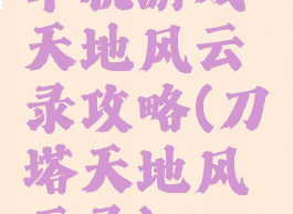 单机游戏天地风云录攻略(刀塔天地风云录)