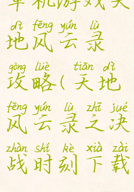 单机游戏天地风云录攻略(天地风云录之决战时刻下载)