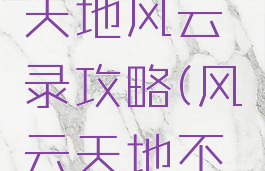 单机游戏天地风云录攻略(风云天地不绝游戏)