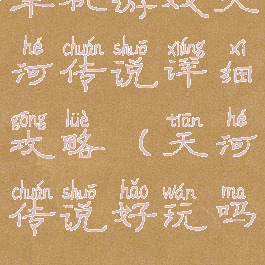 单机游戏天河传说详细攻略(天河传说好玩吗)