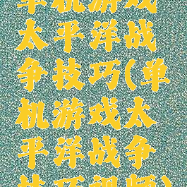 单机游戏太平洋战争技巧(单机游戏太平洋战争技巧视频)