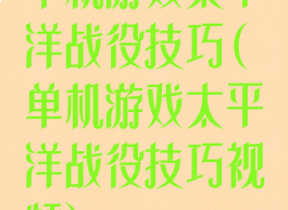 单机游戏太平洋战役技巧(单机游戏太平洋战役技巧视频)