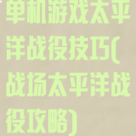 单机游戏太平洋战役技巧(战场太平洋战役攻略)