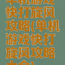 单机游戏快打旋风攻略(单机游戏快打旋风攻略大全)