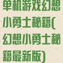 单机游戏幻想小勇士秘籍(幻想小勇士秘籍最新版)