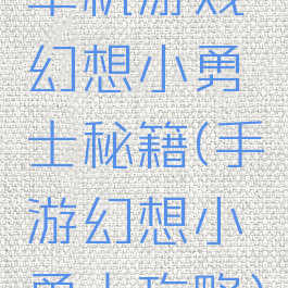 单机游戏幻想小勇士秘籍(手游幻想小勇士攻略)