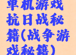 单机游戏抗日战秘籍(战争游戏秘籍)