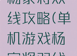 单机游戏杨家将双线攻略(单机游戏杨家将双线攻略视频)