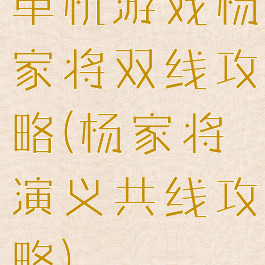 单机游戏杨家将双线攻略(杨家将演义共线攻略)