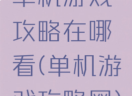 单机游戏攻略在哪看(单机游戏攻略网)