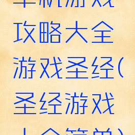 单机游戏攻略大全游戏圣经(圣经游戏大全简单)