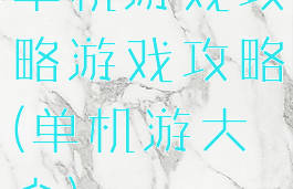 单机游戏攻略游戏攻略(单机游大全)