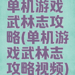 单机游戏武林志攻略(单机游戏武林志攻略视频)