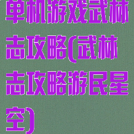 单机游戏武林志攻略(武林志攻略游民星空)