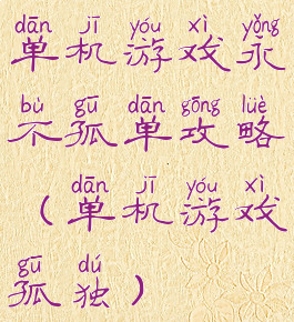 单机游戏永不孤单攻略(单机游戏孤独)