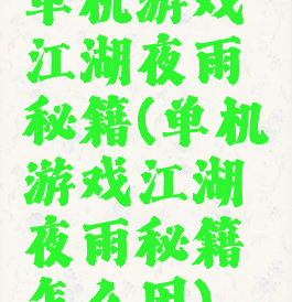 单机游戏江湖夜雨秘籍(单机游戏江湖夜雨秘籍怎么用)
