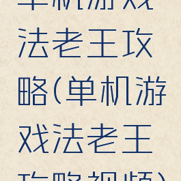 单机游戏法老王攻略(单机游戏法老王攻略视频)