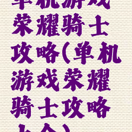 单机游戏荣耀骑士攻略(单机游戏荣耀骑士攻略大全)