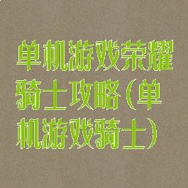 单机游戏荣耀骑士攻略(单机游戏骑士)