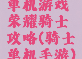 单机游戏荣耀骑士攻略(骑士单机手游)