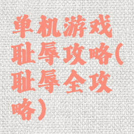 单机游戏耻辱攻略(耻辱全攻略)