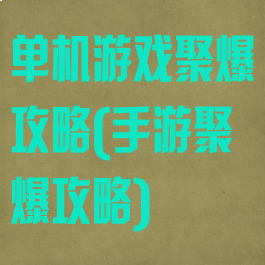 单机游戏聚爆攻略(手游聚爆攻略)