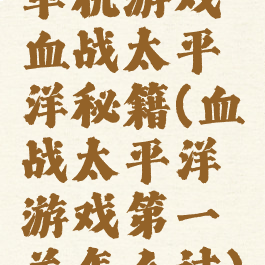 单机游戏血战太平洋秘籍(血战太平洋游戏第一关怎么过)