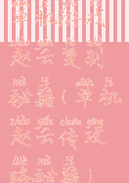 单机游戏赵云复制秘籍(单机赵云传攻略秘籍)