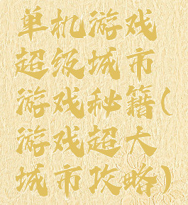 单机游戏超级城市游戏秘籍(游戏超大城市攻略)