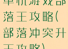 单机游戏部落王攻略(部落冲突升王攻略)
