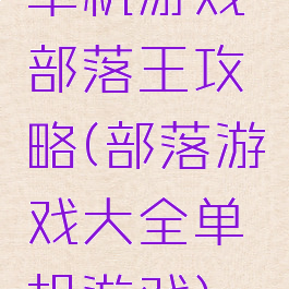 单机游戏部落王攻略(部落游戏大全单机游戏)