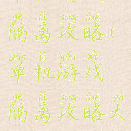 单机游戏隔离攻略(单机游戏隔离攻略大全)