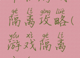 单机游戏隔离攻略(游戏隔离运行)