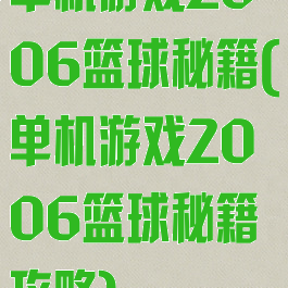 单机游戏2006篮球秘籍(单机游戏2006篮球秘籍攻略)