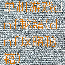 单机游戏dnf秘籍(dnf攻略秘籍)