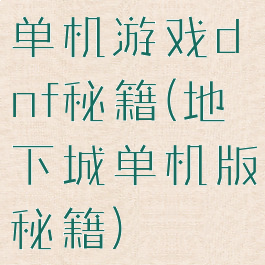 单机游戏dnf秘籍(地下城单机版秘籍)