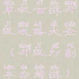 单机西游升级攻略大全(升级打副本的端游)