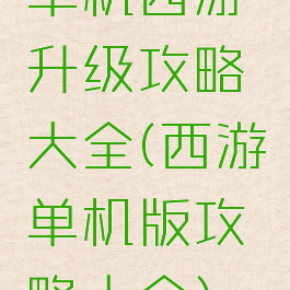单机西游升级攻略大全(西游单机版攻略大全)