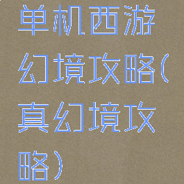 单机西游幻境攻略(真幻境攻略)