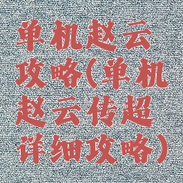 单机赵云攻略(单机赵云传超详细攻略)