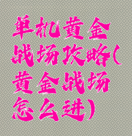 单机黄金战场攻略(黄金战场怎么进)