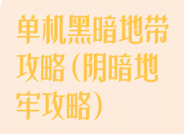 单机黑暗地带攻略(阴暗地牢攻略)