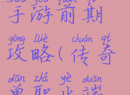 单职业传奇手游前期攻略(传奇单职业端游)