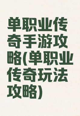 单职业传奇手游攻略(单职业传奇玩法攻略)