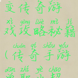 单职业超变传奇游戏攻略秘籍(传奇手游单职业超变)