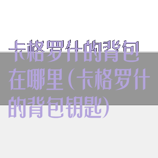 卡格罗什的背包在哪里(卡格罗什的背包钥匙)