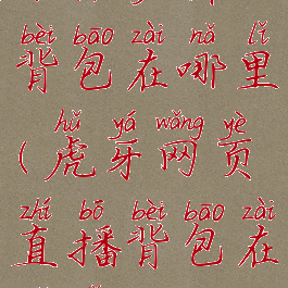 卡格罗什的背包在哪里(虎牙网页直播背包在哪里)