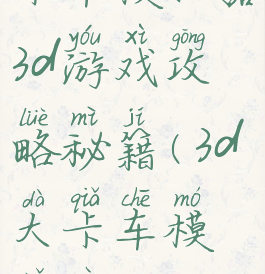 卡车模拟器3d游戏攻略秘籍(3d大卡车模拟器)