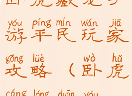 卧虎藏龙手游平民玩家攻略(卧虎藏龙端游)