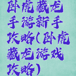 卧虎藏龙手游新手攻略(卧虎藏龙游戏攻略)